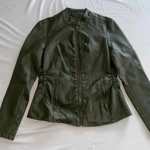 Baccini | Fitted Leather Jacket | Size: S | Color: Olive Green